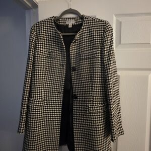 Talbots Black and White Houndstooth Blazer